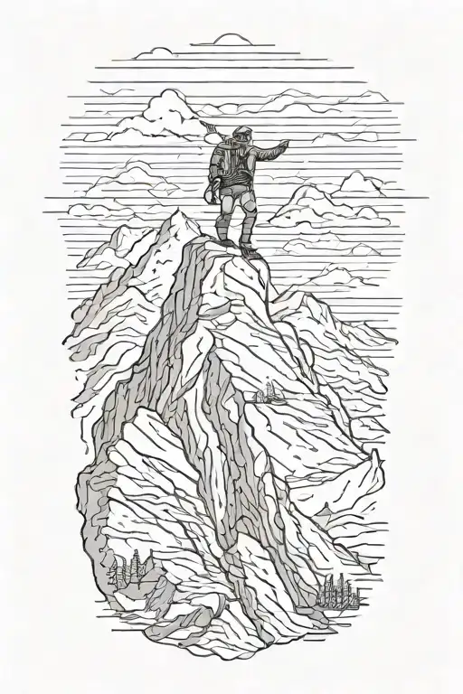 mountaineer reaching the summit tattoo design idea