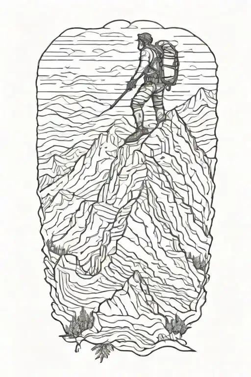 mountaineer reaching the summit symbolizing perseverance tattoo design idea