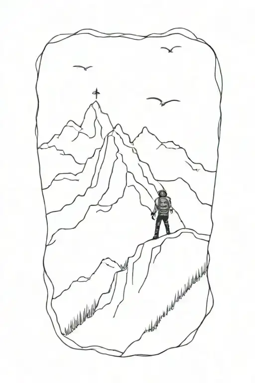 mountaineer reaching the summit tattoo design idea