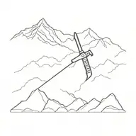 ice axe with mountains   tattoo design idea