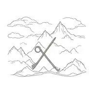 ice axe with mountains   tattoo design idea