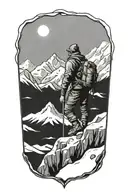 mountaineer conquering a snowy mountain peak tattoo design idea