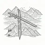 ice axe with mountains   tattoo design idea