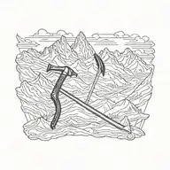 ice axe with mountains   tattoo design idea