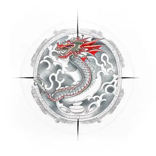 Dragon,compass,sleeve tattoo design idea