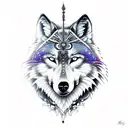 Mandala with wolf tattoo design idea