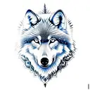 Mandala with wolf tattoo design idea