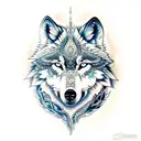 Mandala with wolf tattoo design idea