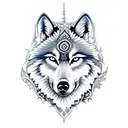 Mandala with wolf tattoo design idea
