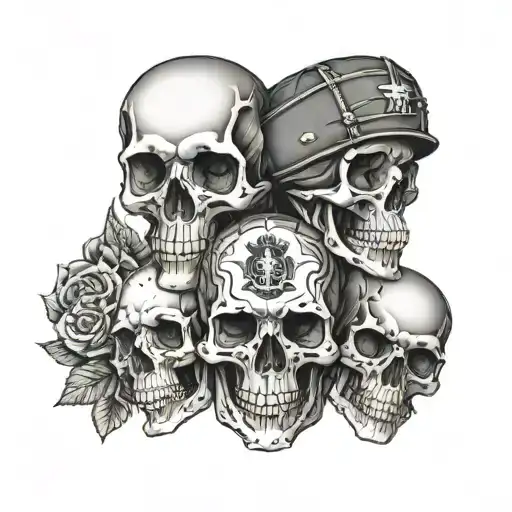 skulls to commemorate fallen military tattoo design idea