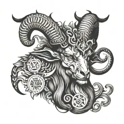 norse mythology baphomet head tattoo design idea