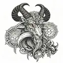 norse mythology baphomet head tattoo design idea