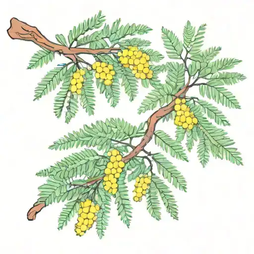 mimosa tree branch tattoo design idea