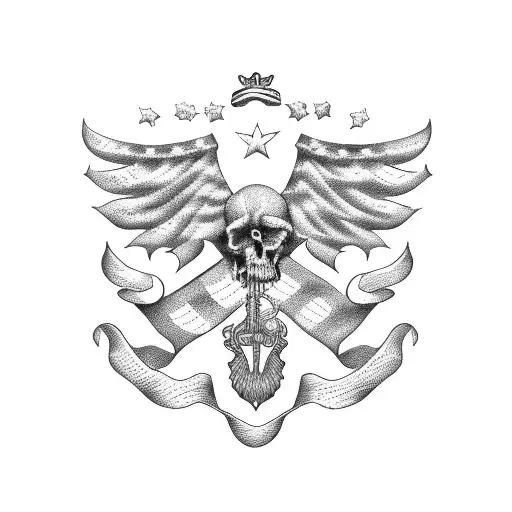 Betsy Ross flag with crown tattoo design idea