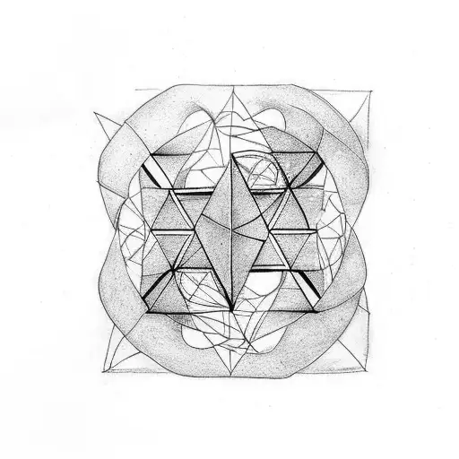 A minimalist tattoo portraying three intertwined triangles, representing the strength, unity, and love among siblings tattoo design idea