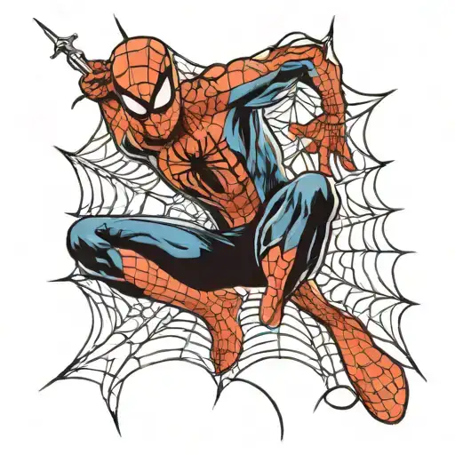 spider-man shooting web with love yourz j cole tattoo design idea