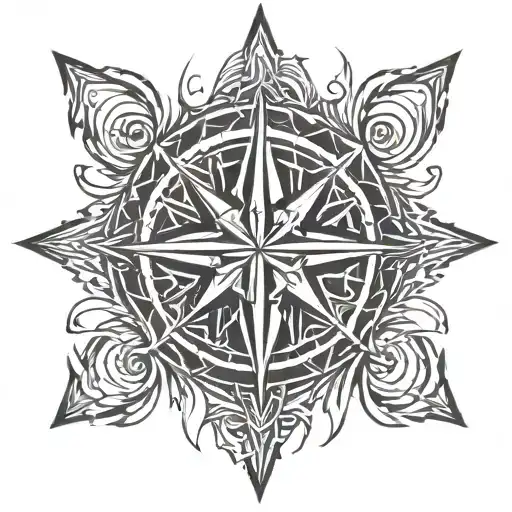 Tribal Compass Rose tattoo design idea