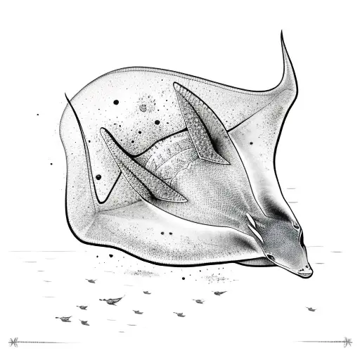 Manta Ray with ocean  tattoo design idea