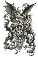 welsh draggon and st marks lion facing each other tattoo design idea
