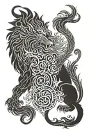 welsh draggon and st marks lion facing each other tattoo design idea