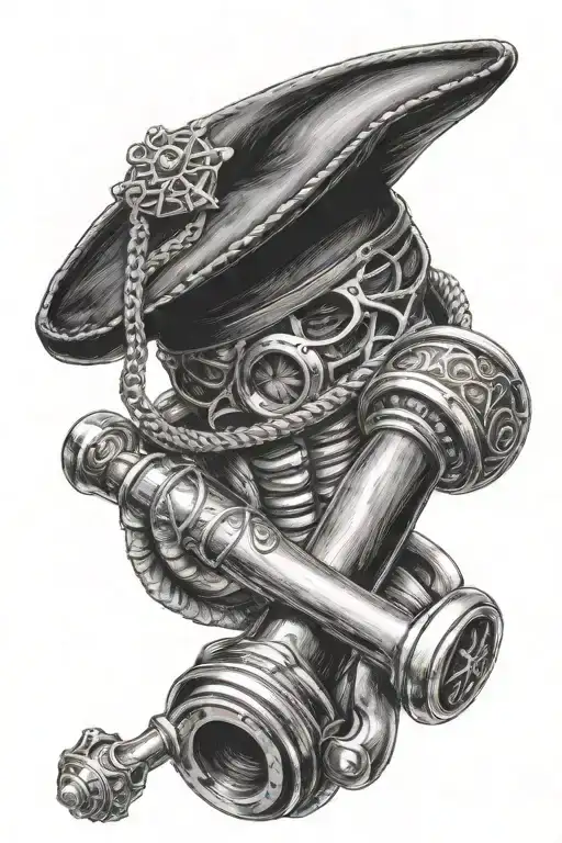 A striking portrait of a judge's gavel morphing into a motorcycle handlebar, showcasing the client's love for both law and motorcycles tattoo design idea