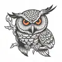 aggressive owl with red eyes tattoo design idea