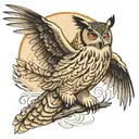 eagle owl flying tattoo design idea