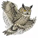 eagle owl flying tattoo design idea