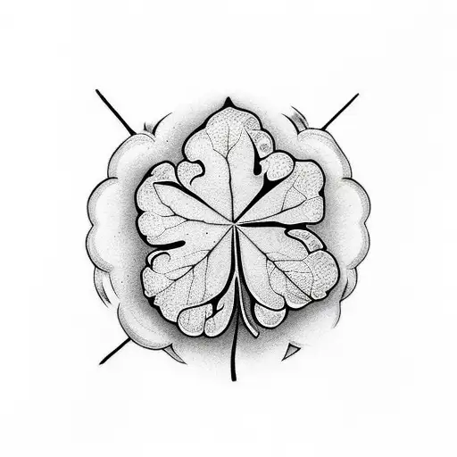 5 leafs clover with round, close to heart shaped leafs tattoo design idea
