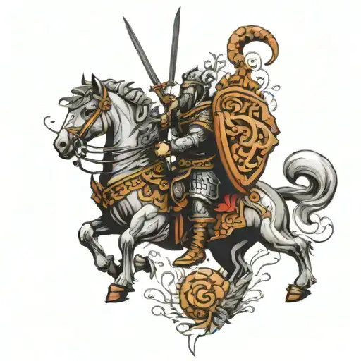 stoic warrior surrounded tattoo design idea