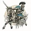 stoic warrior surrounded tattoo design idea