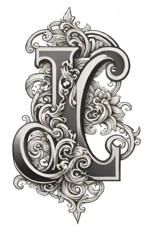 fancy letter N   tattoo design idea
