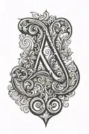 fancy letter N tattoo design idea