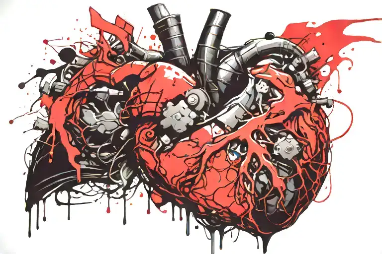 The human heart and brain break me tattoo design idea