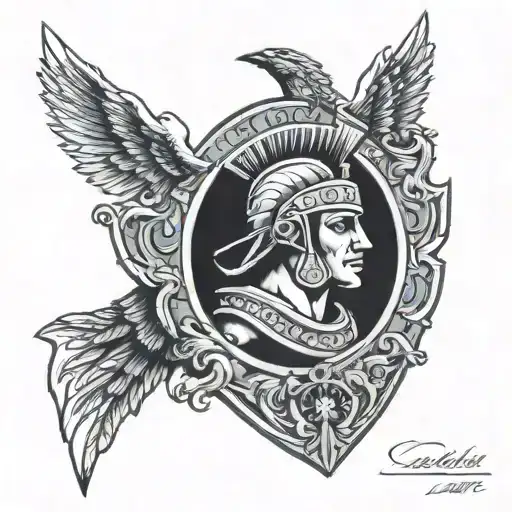 lapith warrior bust shield caeneus  tattoo design idea