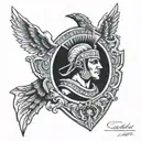 lapith warrior bust shield caeneus  tattoo design idea