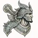 lapith warrior bust shield caeneus  tattoo design idea