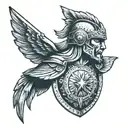 lapith warrior bust shield caeneus  tattoo design idea