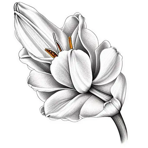 tulip, with white lily with wattle tree blossom tattoo design idea