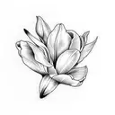 tulip, white lily and wattle bunch tattoo design idea
