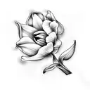 tulip, white lily and wattle bunch tattoo design idea