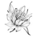 tulip, white lily and wattle bunch tattoo design idea