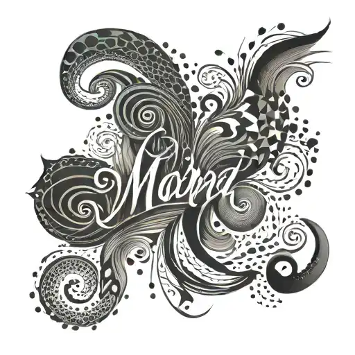 An abstract design incorporating Mara and Josie's names in a unique and artistic way tattoo design idea
