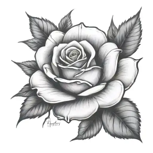Hunter name inside a rose tattoo design idea