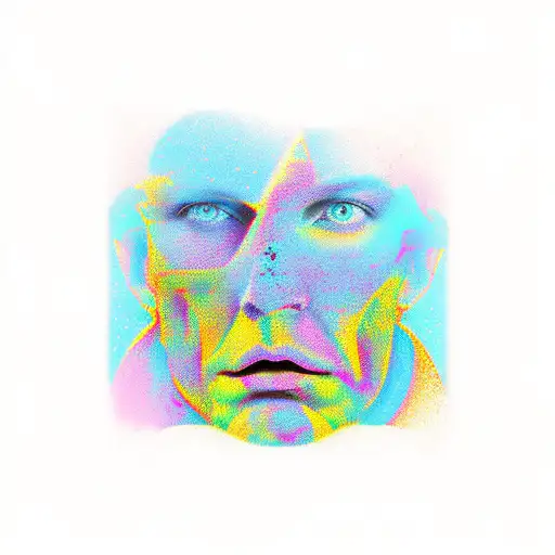 face with background pf squares tattoo design idea