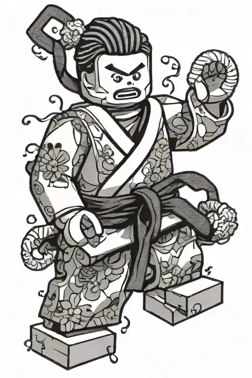 a lego judoka with a autism ribbon intertwined tattoo design idea