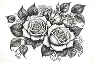 rose with symbol's representing trust loyalty respect and honesty  tattoo design idea