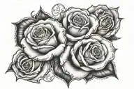 rose with symbol's representing trust loyalty respect and honesty  tattoo design idea