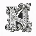 letter M and N with a heart or in the shape of a heart tattoo design idea