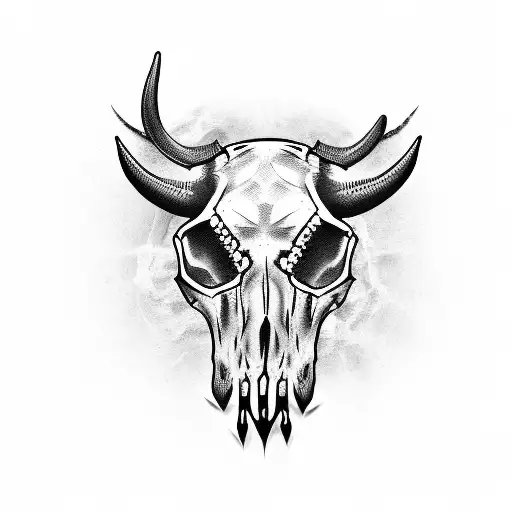 cowskull  with western filler tattoo design idea